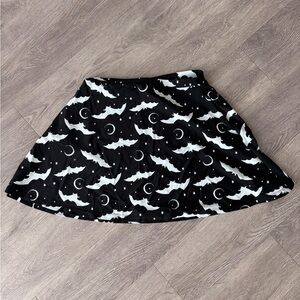 Black and White Bat Pattern Skater Skirt